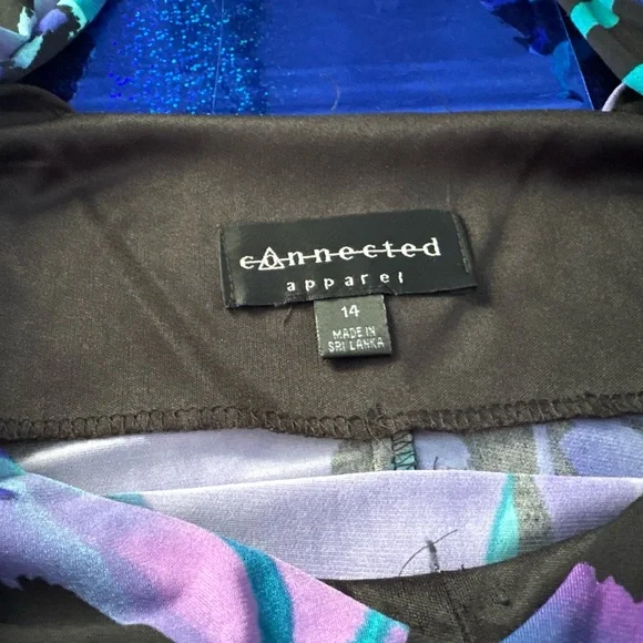 Connected Apparel Black Purple and Blue Floral Dress - Picture 10 of 11